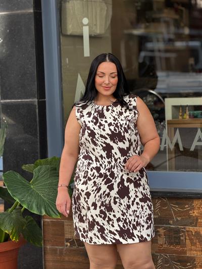 Kahve Desenli Elbise 