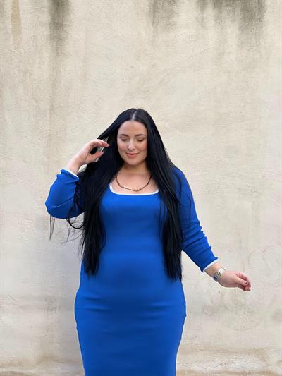 KAŞKORSE ÇİZGİLİ MAVİ ELBİSE 