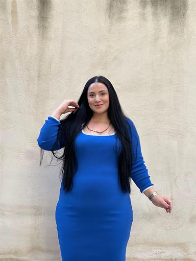 KAŞKORSE ÇİZGİLİ MAVİ ELBİSE 