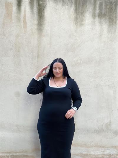 KAŞKORSE ÇİZGİLİ SİYAH ELBİSE 