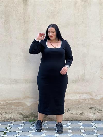 KAŞKORSE ÇİZGİLİ SİYAH ELBİSE 