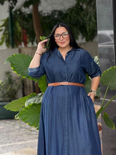 KEMERLİ KOT ELBİSE