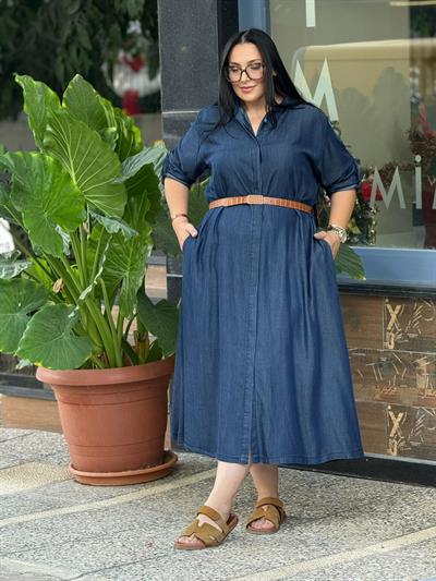 KEMERLİ KOT ELBİSE