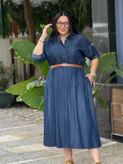 KEMERLİ KOT ELBİSE