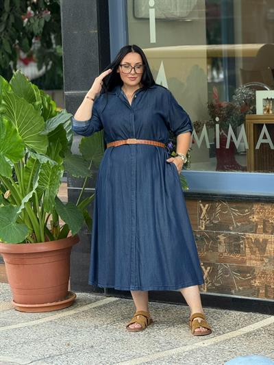 KEMERLİ KOT ELBİSE