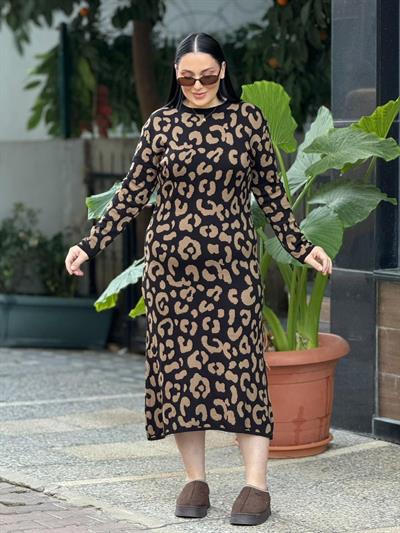 Leora Leopar Triko Elbise