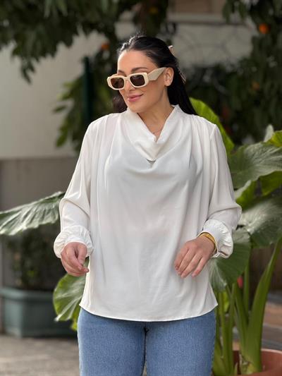 Livia Beyaz Dökümlü Bluz