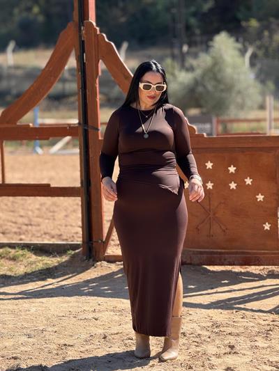 Maryvayn Kahverengi Saten Takım