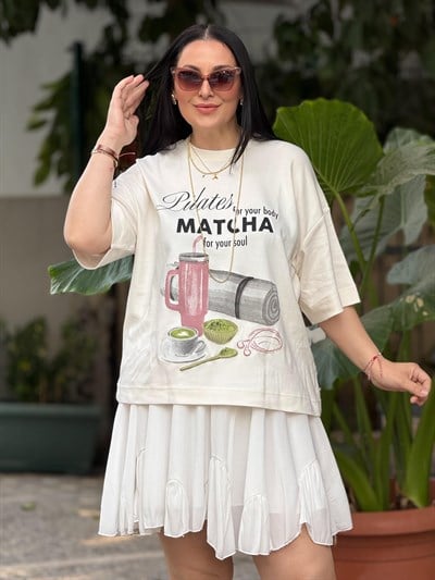 Matcha Oversize Krem Tişört