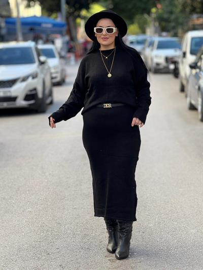 Melane Siyah Triko Takım