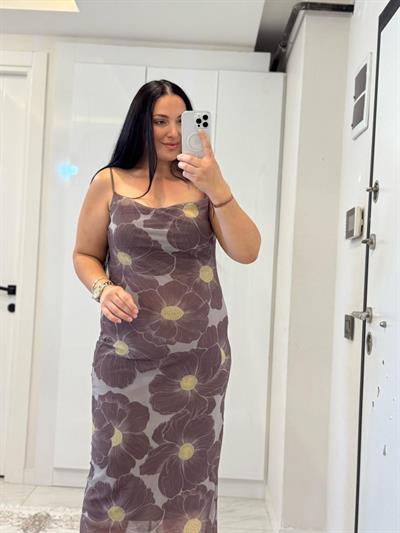 MYSTİC TAŞ-GRİ DESENLİ ELBİSE