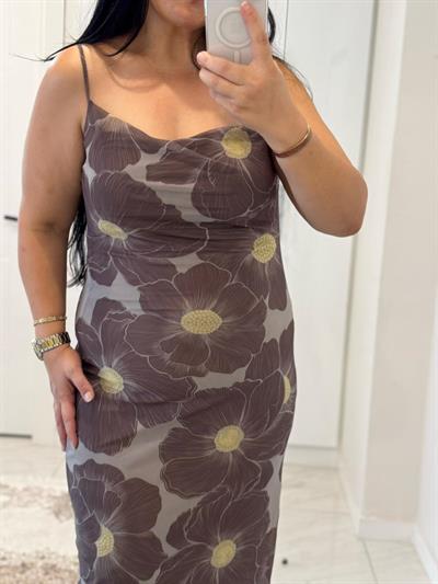 MYSTİC TAŞ-GRİ DESENLİ ELBİSE