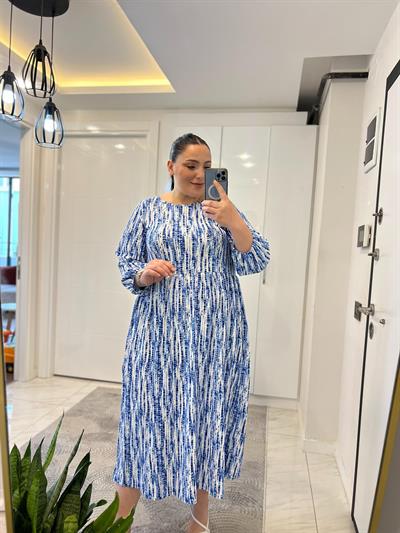 NK MAVİ DESENLİ ELBİSE 