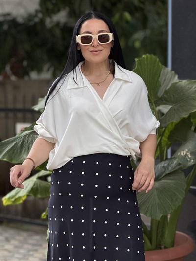 NOIR DOTS Midi Etek Lacivert 