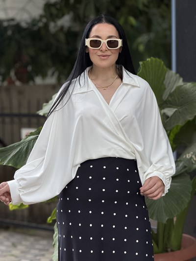 NOIR DOTS Midi Etek Lacivert 