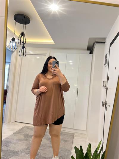 NRD ASİMETRİK KAHVERENGİ BLUZ 