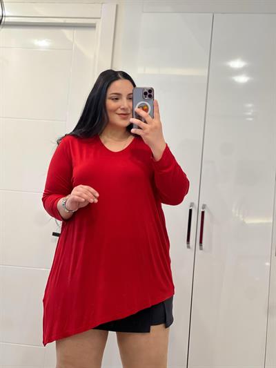 NRD ASİMETRİK KIRMIZI BLUZ 