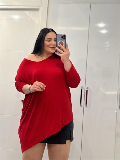 NRD ASİMETRİK KIRMIZI BLUZ 