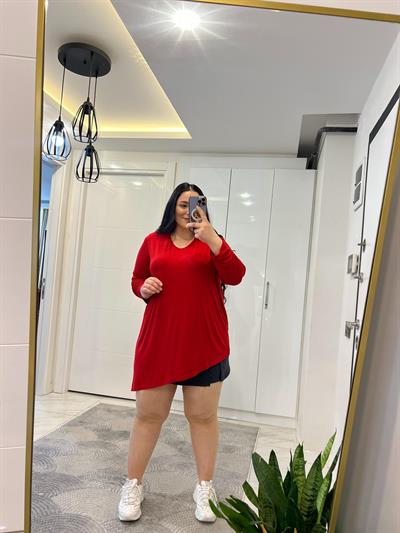 NRD ASİMETRİK KIRMIZI BLUZ 