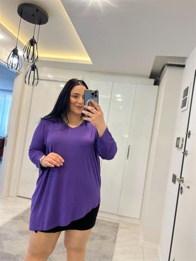 NRD ASİMETRİK MOR BLUZ 