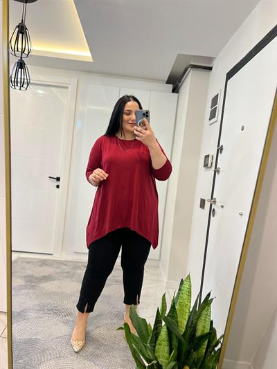 NRD ÇİFT ASİMETRİK BORDO BLUZ 