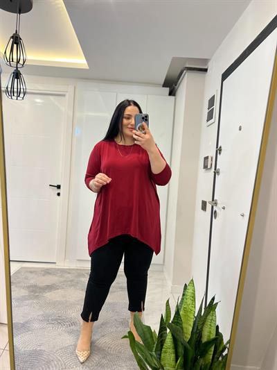 NRD ÇİFT ASİMETRİK BORDO BLUZ 