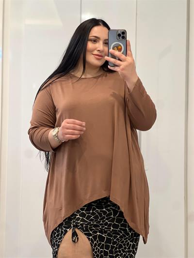 NRD ÇİFT ASİMETRİK KAHVERENGİ BLUZ 
