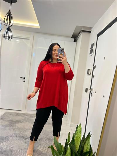 NRD ÇİFT ASİMETRİK KIRMIZI BLUZ 