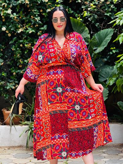 NRD KIRMIZI VİSCON ELBİSE