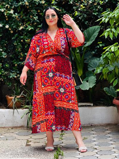 NRD KIRMIZI VİSCON ELBİSE