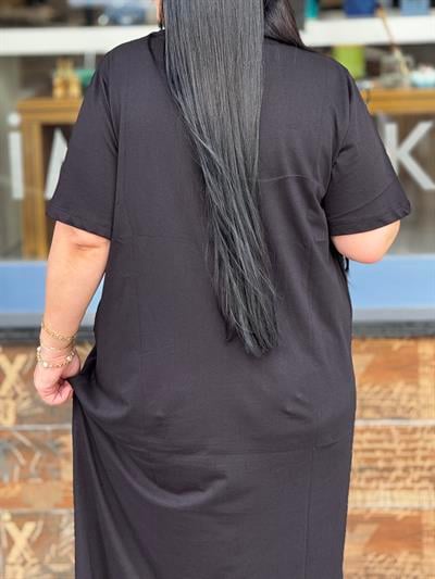 V YAKA BASİC SİYAH ELBİSE