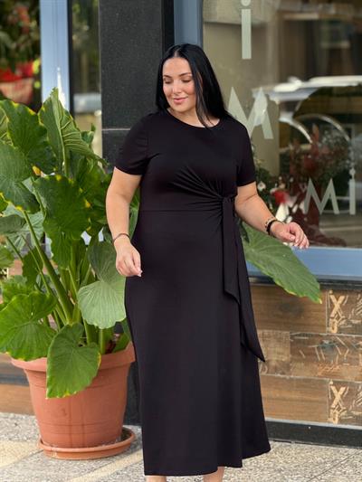 Obsidian Bağlamalı Siyah Elbise