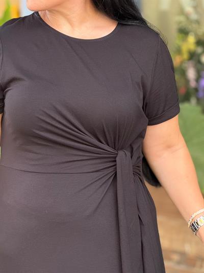 Obsidian Bağlamalı Siyah Elbise