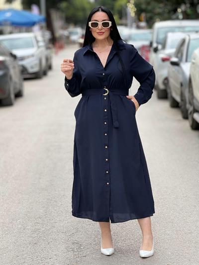 Riva Lacivert Midi Elbise