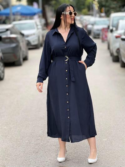 Riva Lacivert Midi Elbise