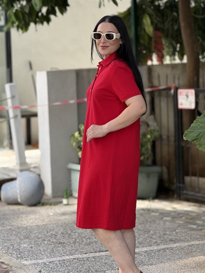 RUBY Polo Elbise Kırmızı 