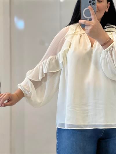 SARI ŞIFON BLUZ 