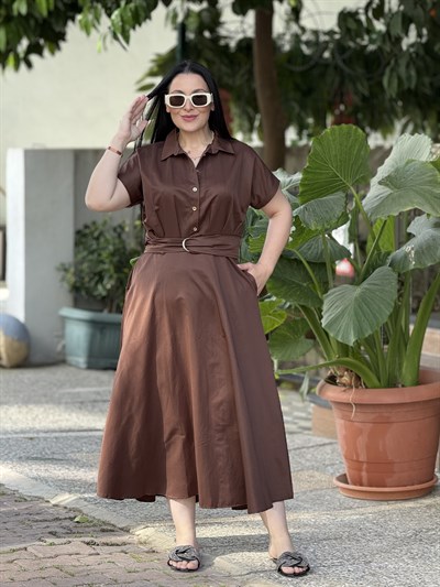 SCARLET GRACE Kahverenği Midi Elbise