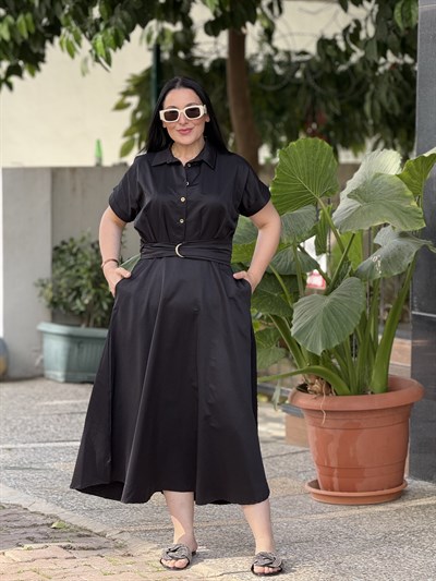 SCARLET GRACE Siyah Midi Elbise