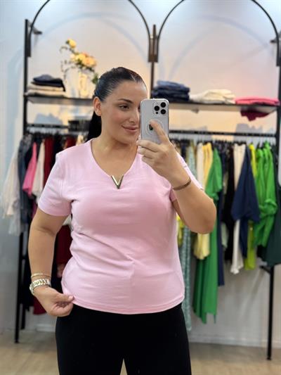 SERENITY GOLD V YAKA PEMBE BLUZ