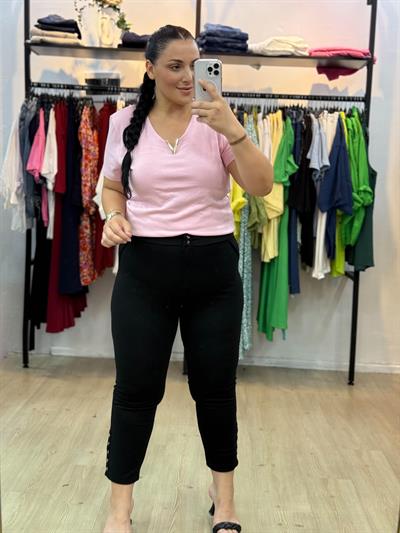 SERENITY GOLD V YAKA PEMBE BLUZ