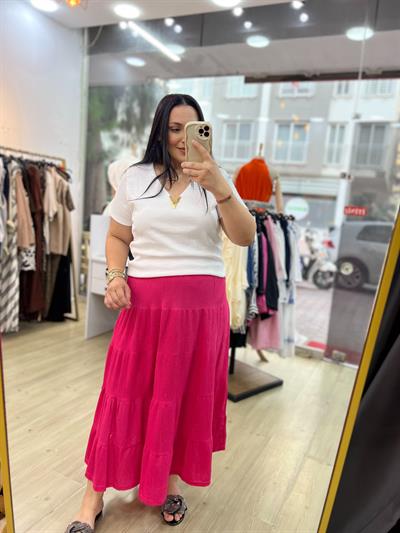 SHE PEMBE ÇİNGENE ETEK 