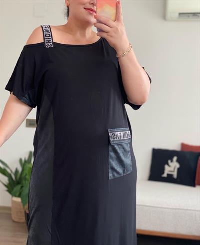 SHE SİYAH DESENLİ ELBİSE 