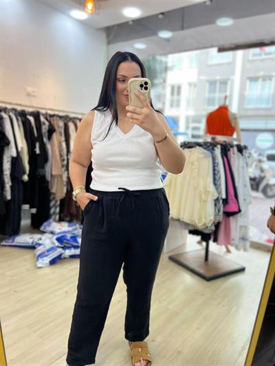 SHE SİYAH MÜSLİN PANTOLON