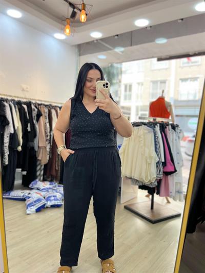 SHE SİYAH MÜSLİN PANTOLON