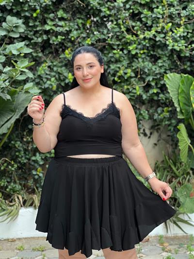 SİYAH DANTEL DETAY BLUZ 