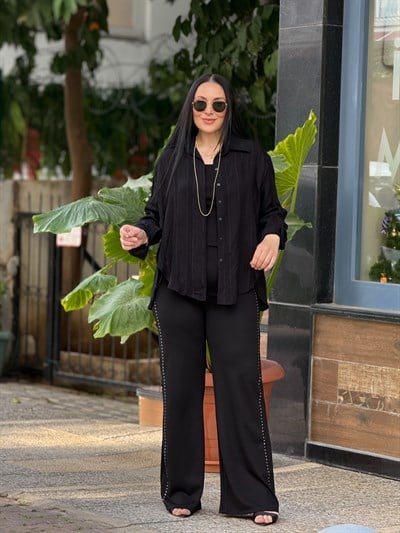 Soft Touch Oversize Siyah  Gömlek