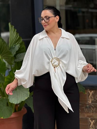 TOKA DETAY GÖMLEK BLUZ BEYAZ