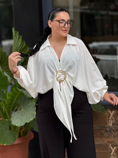 TOKA DETAY GÖMLEK BLUZ BEYAZ