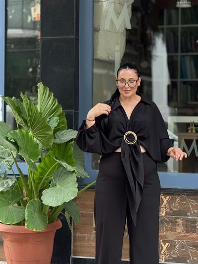 TOKA DETAY GÖMLEK BLUZ SİYAH